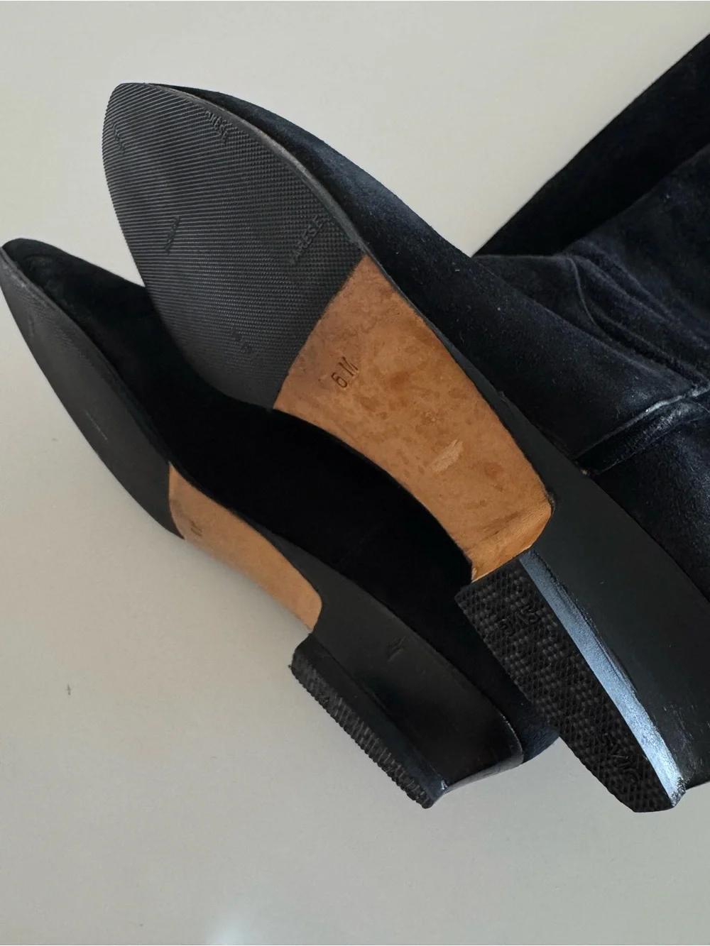 Vintage YSL Black Over-the-Knee Women's Suede Boots - sz 6